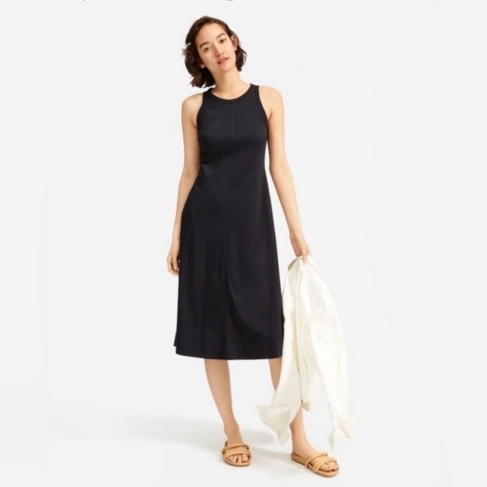 Everlane Tank Dress Cotton Midi Tank Dress Black XSmall